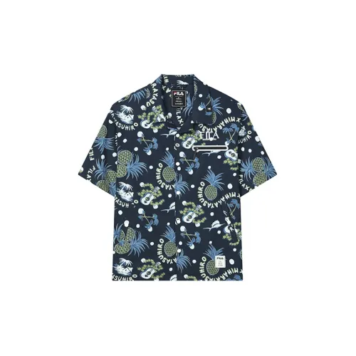 Mihara Yasuhiro X FILA Shirts Men Deep Shirt Blue