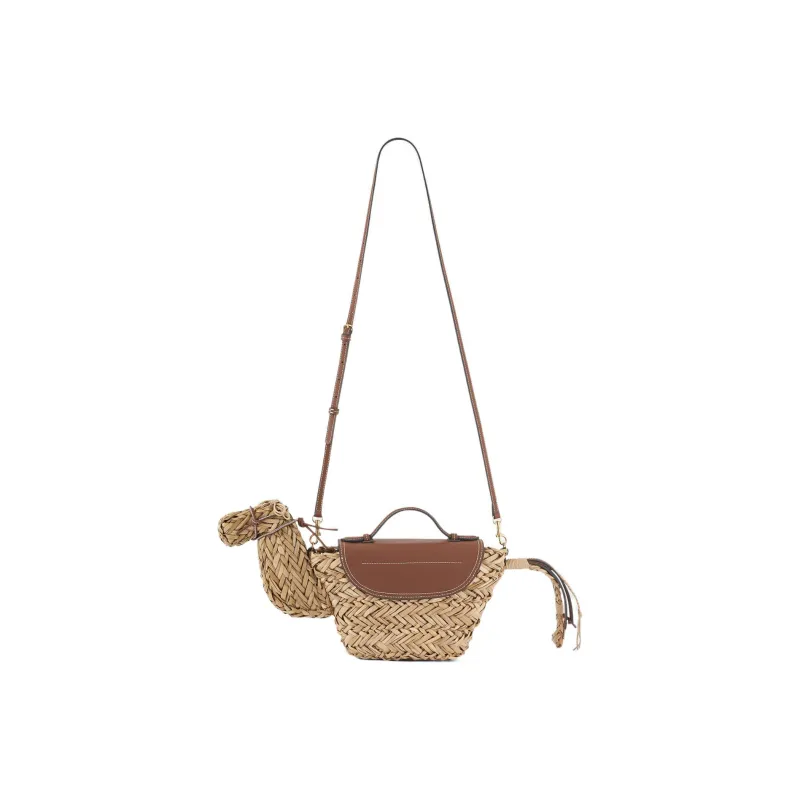 Anya Hindmarch Straw Woven Basket Bag, Shoulder Bag, Crossbody Bag, Handbag Women's Brown-3