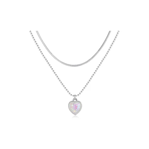 CLARKIA FLOWER Necklaces Women's Silver Stackable Heart Necklaces