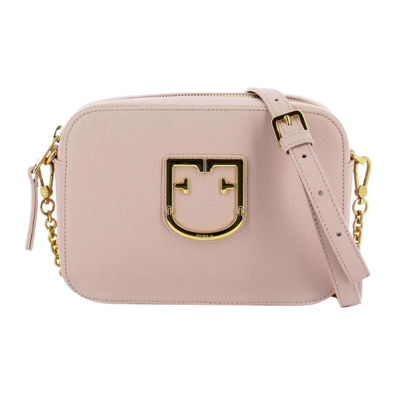 Furla Brava Camelia Leather Small Square Bag Crossbody Bag Shoulder Bag Mini Women's Camellia Pink-0