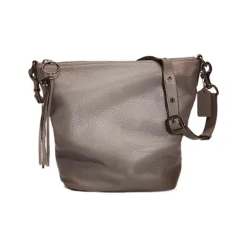 COACH Natural Pebbled Leather Shoulder Bag, Crossbody Bag Tubas Women's Heather Gray