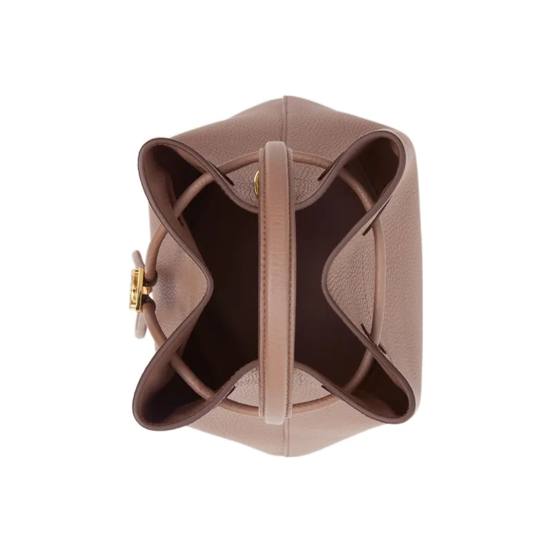 Burberry Grained Cow Leather Bucket Bag Portable Crossbody Bag Shoulder Bag Women's Light Saddle Brown-4