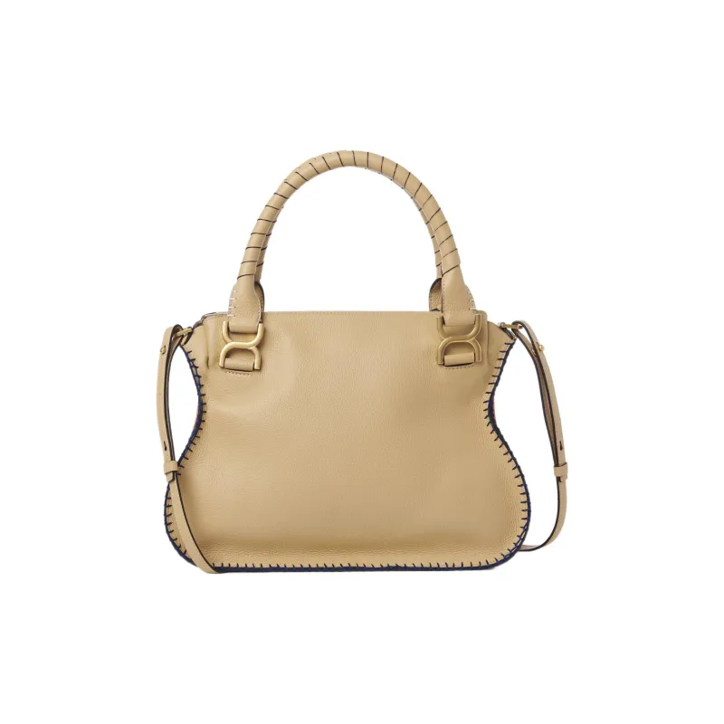 Chloe Marcie Suede Grained Calfskin Shoulder Bag Crossbody Bag Handbag Medium Size Women's Beige-1