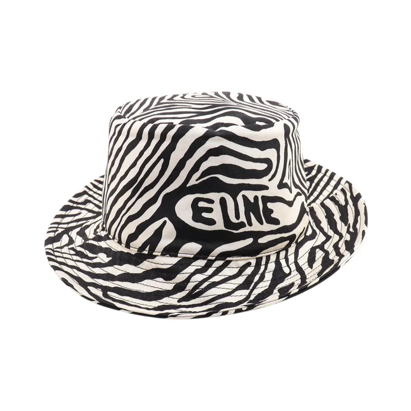 CELINE Zebra Print Bucket Hat In Cotton Gabardine-1