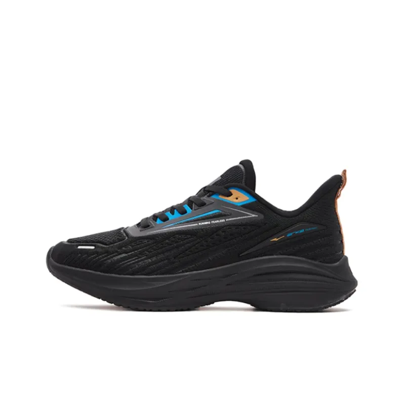 Erke Cushioning Anti Slip And Wear Resistant Rebound Low Top Casual Running Shoes Men's Black Blue-0