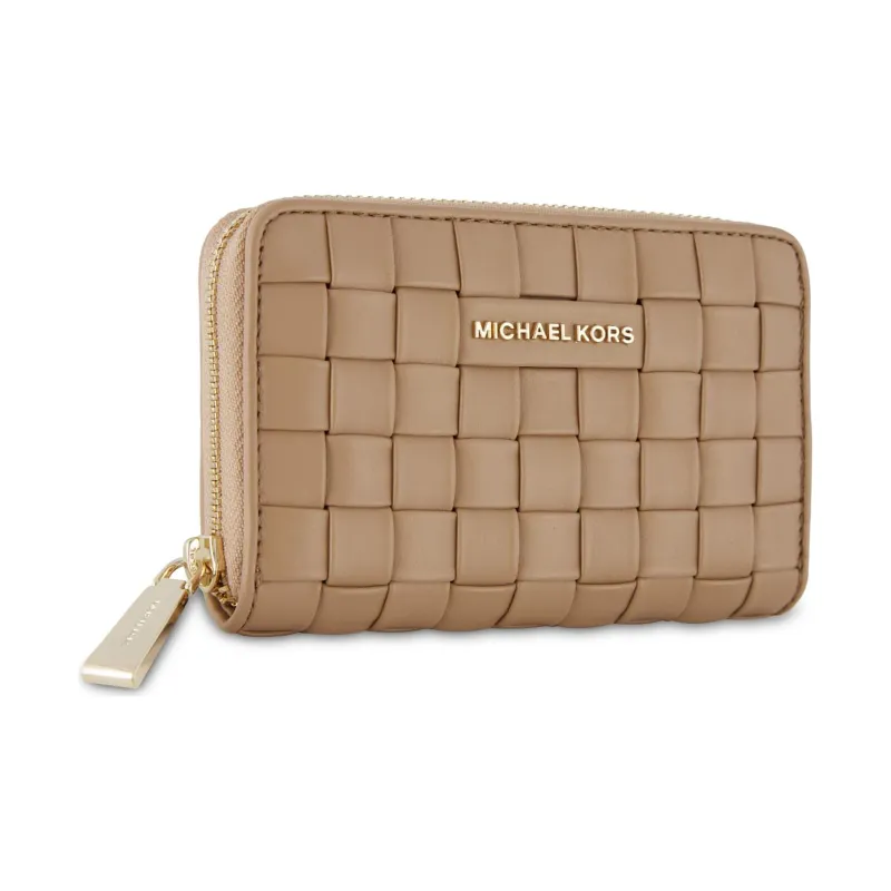 MICHAEL KORS Jet Set Leather Wallet Card Holder Clutch Medium Size Women's Camel-1