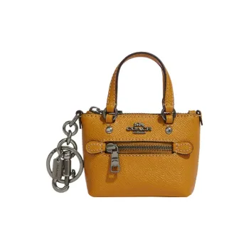COACH Gallery Cross-Stitch Leather Tote Bag Shopping Bag Pendant Mini Women's Brown