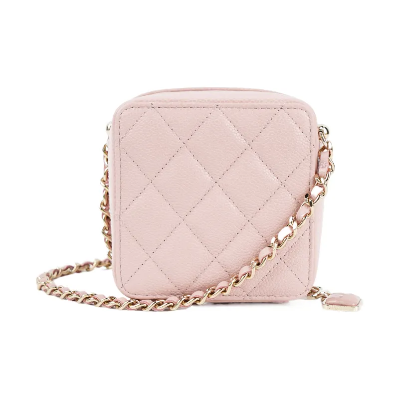 CHANEL Leather Small Square Box, Handheld Shoulder Bag, Crossbody Bag Women's Pink-3