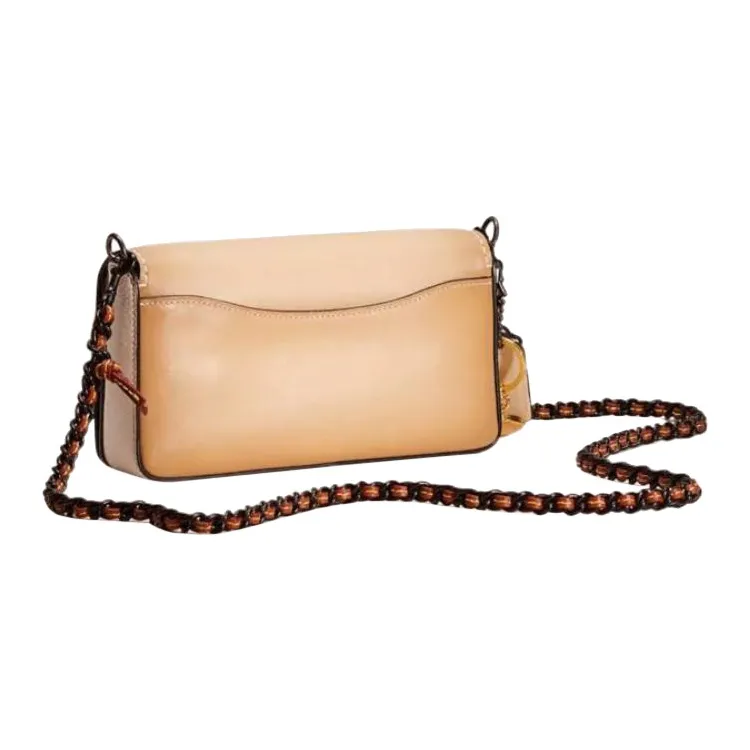 COACH Dinky Glove Tanning Shoulder Bag, Crossbody Bag Women's Beech & Chalk White-1