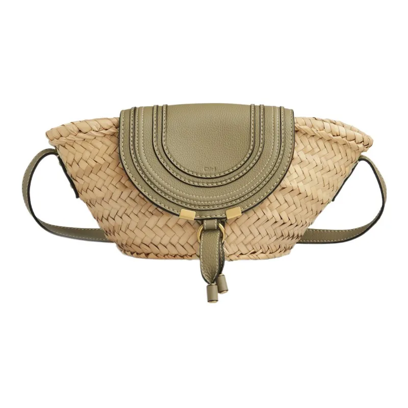 Chloe Marcie Raffia Patchwork Calfskin Baskets Bag, Crossbody Bag, Shoulder Bag Women's-0