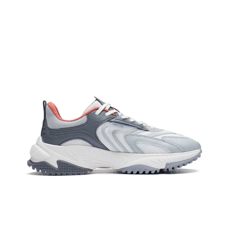 LiNing Xingji Cushioning Anti Slip Wear Resistant Breathability Low Top Sports Casual Shoes Men's White Gray-1