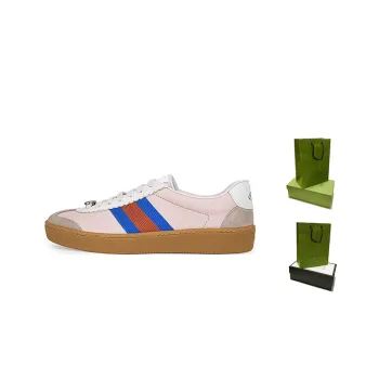 GUCCI G74 Web Low-Top Stylish Skateboarding Shoes Women's Pink Blue Shopping Bag