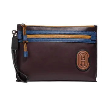COACH Academy Smooth Leather Small Purse Clutch Large Size Men's Brown