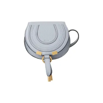 Chloe Marcie Brass And Grained Calfskin Saddle Bag Shoulder Bag Crossbody Bag Extra Mini Women's Light Blue