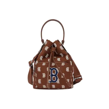 MLB Monogram Collection Polyester Bucket Bag Handbag Shoulder Bag Crossbody Bag Regular Women's Red Brown