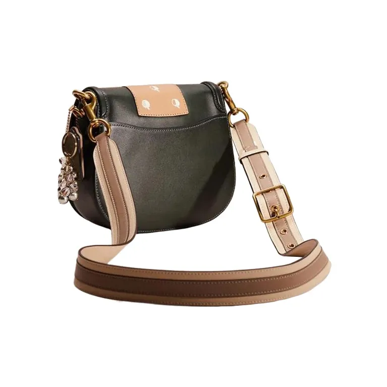 COACH Beat Tanned Leather Saddle Bag Shoulder Bag Crossbody Bag Medium Size Women's Black-1