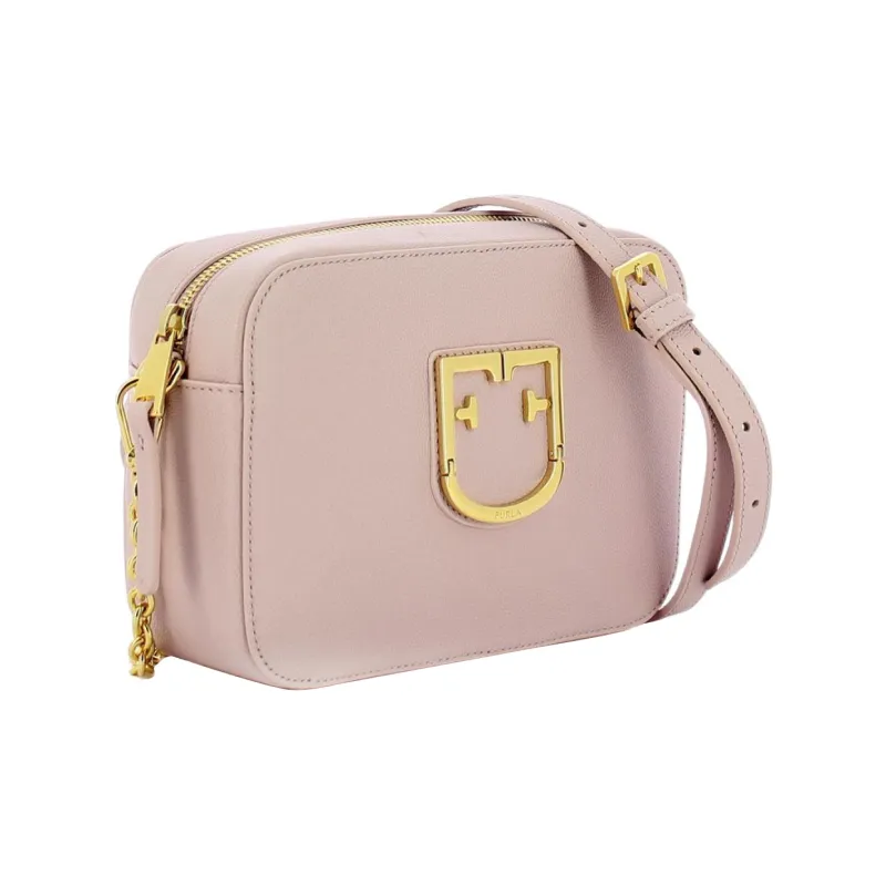 Furla Brava Camelia Leather Small Square Bag Crossbody Bag Shoulder Bag Mini Women's Camellia Pink-1