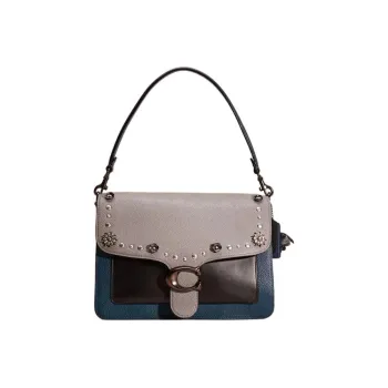 COACH Tabby Polished Grain Leather With Refined Calfskin And Suede Handbag, Shoulder Bag Women's Heather Gray & Blue