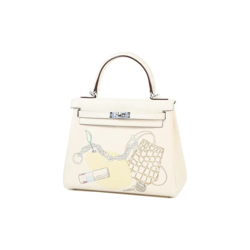 HERMES Kelly Swift Calfskin Kelly Bag Handbags Women's I2 Nata Cream White-2