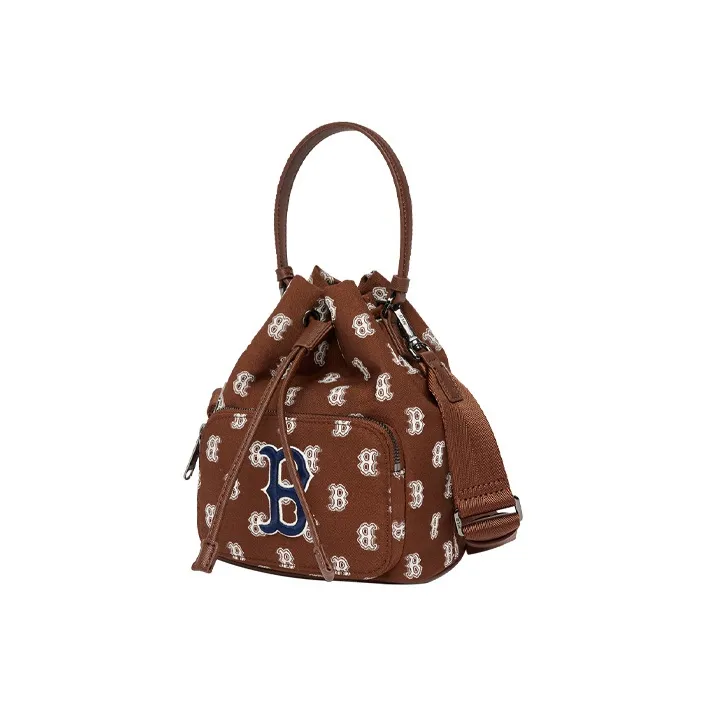 MLB Monogram Collection Polyester Bucket Bag Handbag Shoulder Bag Crossbody Bag Regular Women's Red Brown-1