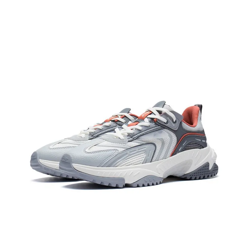 LiNing Xingji Cushioning Anti Slip Wear Resistant Breathability Low Top Sports Casual Shoes Men's White Gray-2