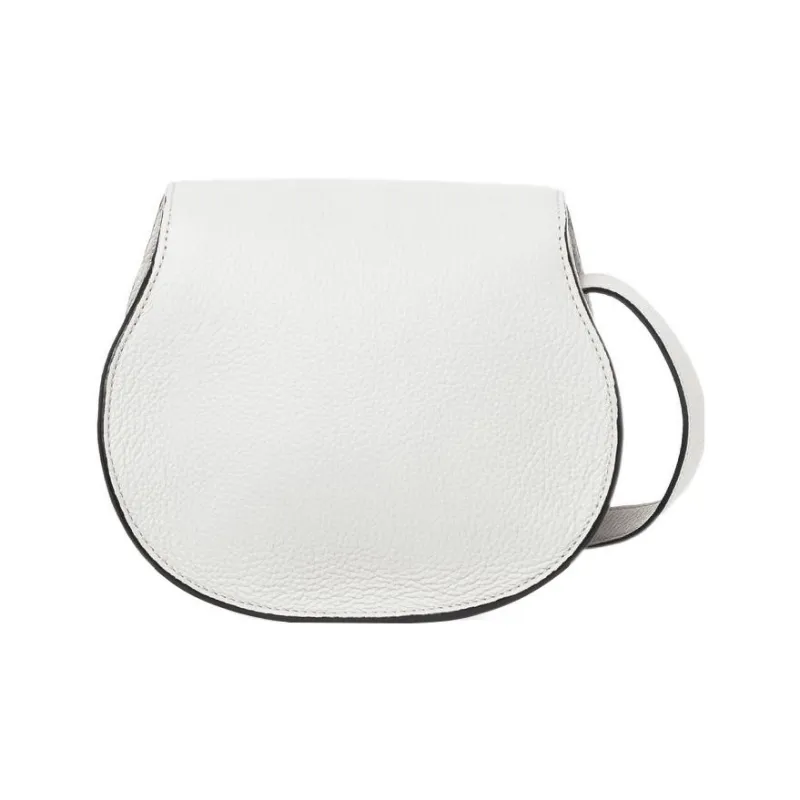 Chloe Marcie Calfskin Saddle Bag Shoulder Bag Crossbody Bag Small Size Women's White-2