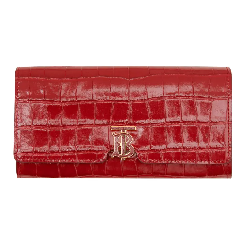 Burberry Calfskin Wallet Women's Deep Red-0