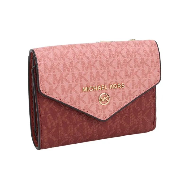 MICHAEL KORS Jet Set Coated Canvas Card Holder, Wallet Women's Pink Purple-1