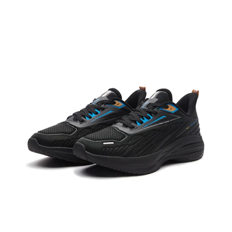 Erke Cushioning Anti Slip And Wear Resistant Rebound Low Top Casual Running Shoes Men's Black Blue-1