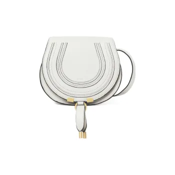 Chloe Marcie Calfskin Saddle Bag Shoulder Bag Crossbody Bag Small Size Women's White