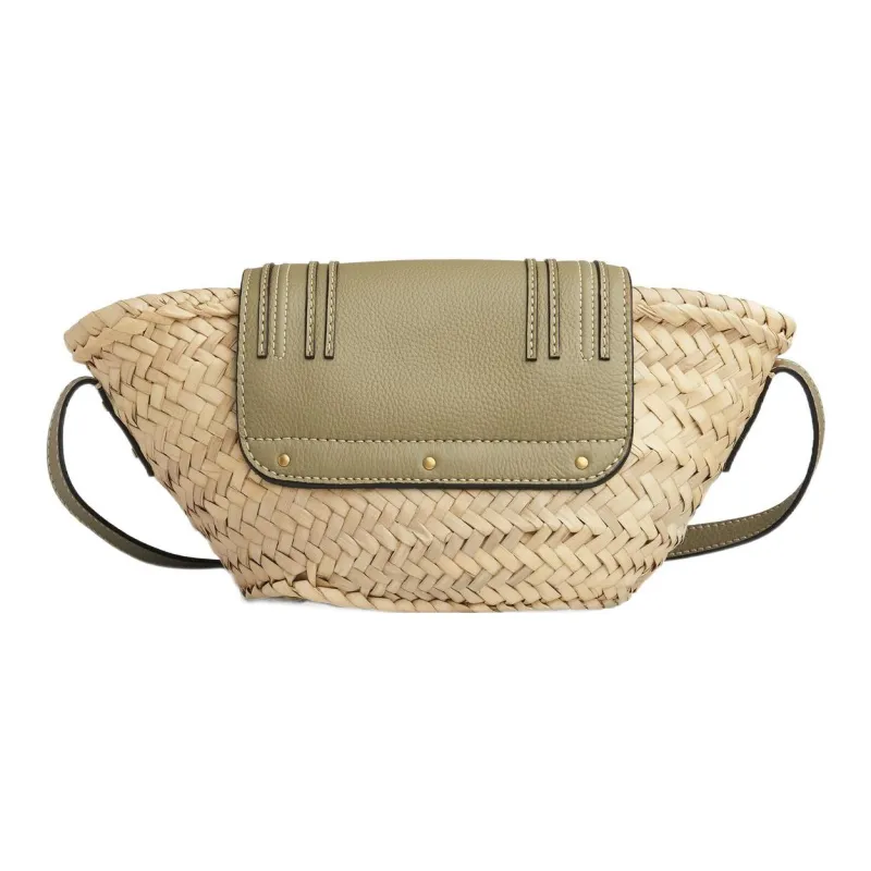 Chloe Marcie Raffia Patchwork Calfskin Baskets Bag, Crossbody Bag, Shoulder Bag Women's-1