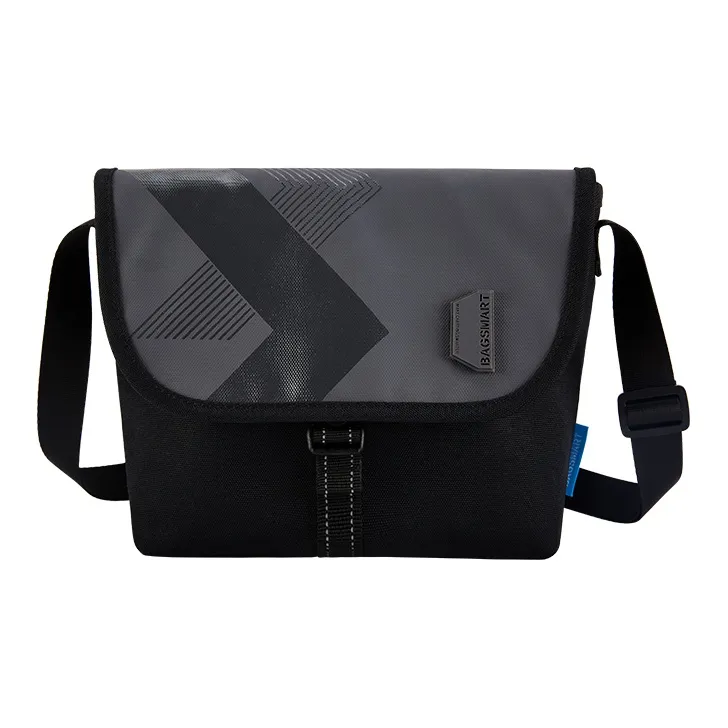 BAGSMART Polyester Messenger Bag Shoulder Bag Crossbody Bag Small Size Unisex Black-0