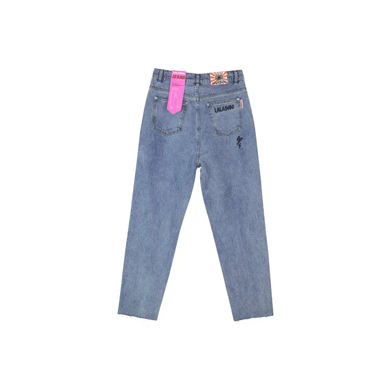 LALABOBO Jeans Women's Medium Blue White-1