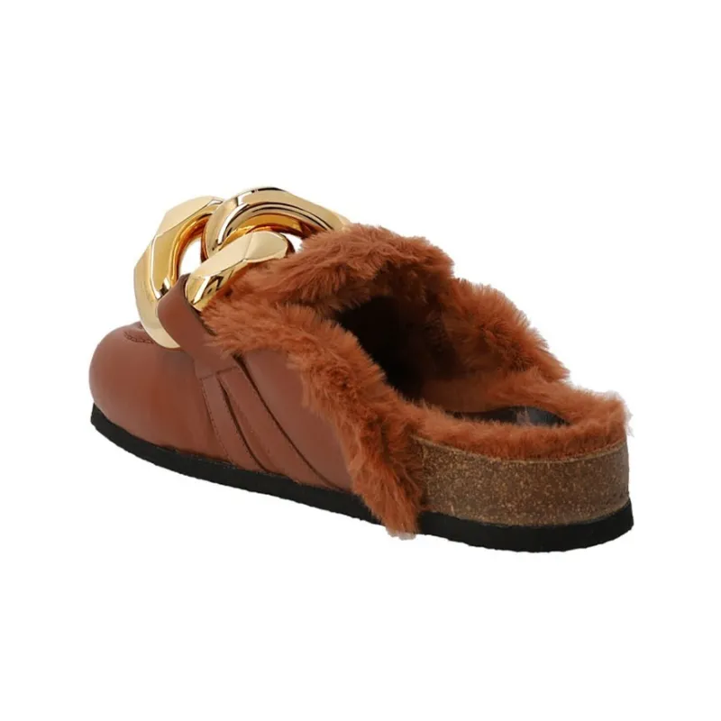 JW Anderson Chain Shearling trim Loafers Women's-3