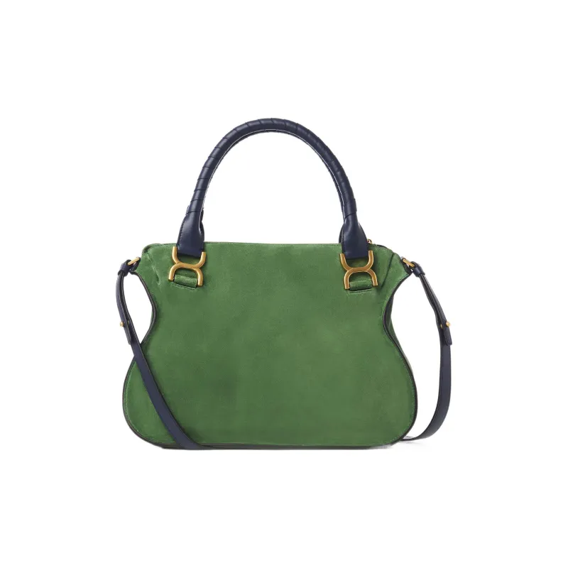 Chloe Marcie Suede Laminated Calfskin Shoulder Bag Crossbody Bag Handbag Medium Size Women's Green-1