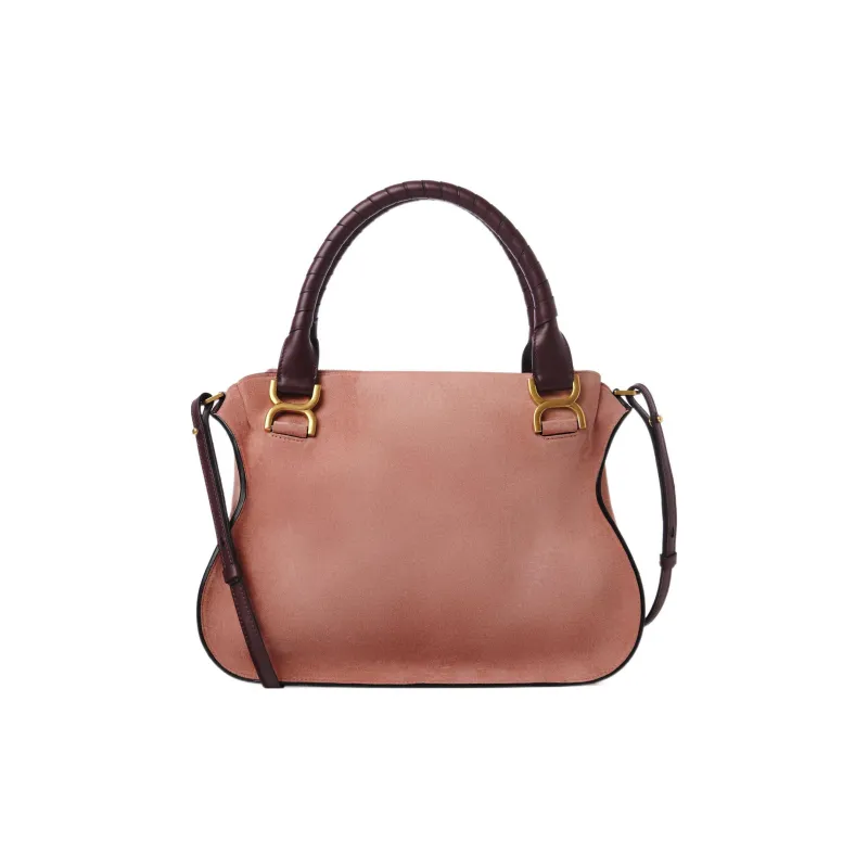 Chloe Marcie Multicolor Suede Shiny Calfskin Shoulder Bag Crossbody Bag Handbag Medium Size Women's Pink-1
