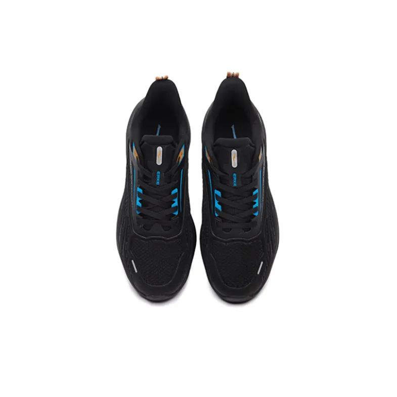 Erke Cushioning Anti Slip And Wear Resistant Rebound Low Top Casual Running Shoes Men's Black Blue-2