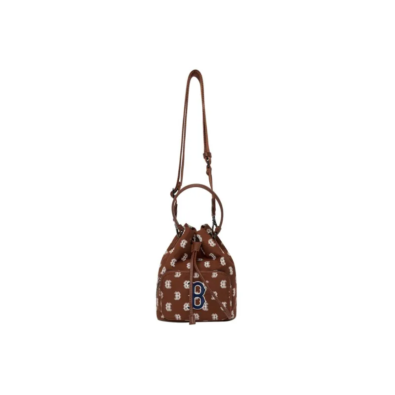 MLB Monogram Collection Polyester Bucket Bag Handbag Shoulder Bag Crossbody Bag Regular Women's Red Brown-4