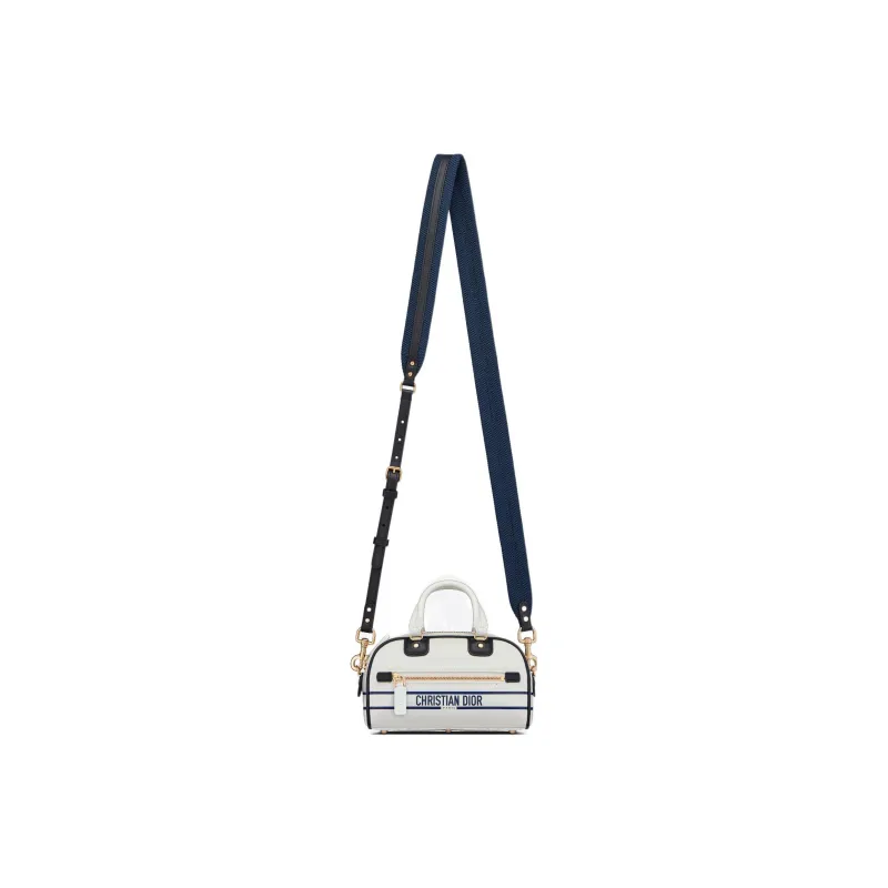 DIOR Smooth Cow Leather Bowling Bag Shoulder Bag Crossbody Bag Handbag Extra Mini Women's White-4