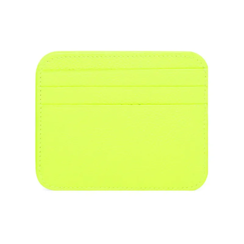 Balenciaga Grained Calfskin Card Clip Card Holder Women's Neon Yellow-1