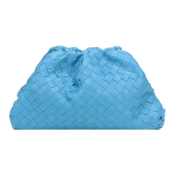 Bottega Veneta Sheepskin Cloud Bag Clutch Women's Swimming Pool Blue
