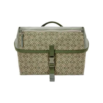 LOEWE Anagram Basket Anagram Jacquard Canvas Messenger Bag Shoulder Bag Crossbody Bag Men's Khaki Green