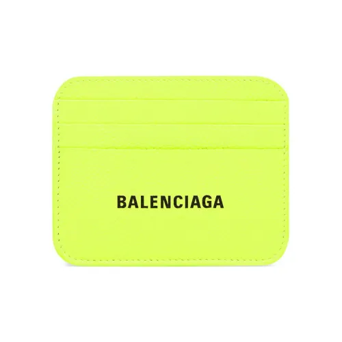 Balenciaga Grained Calfskin Card Clip Card Holder Women's Neon Yellow