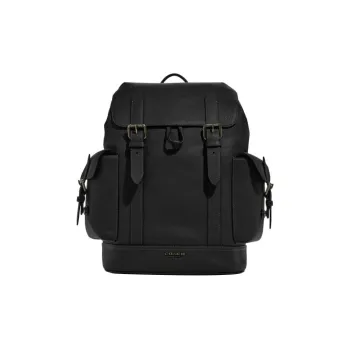COACH Hudson Natural Grain Leather Backpack Tubas Men's Black