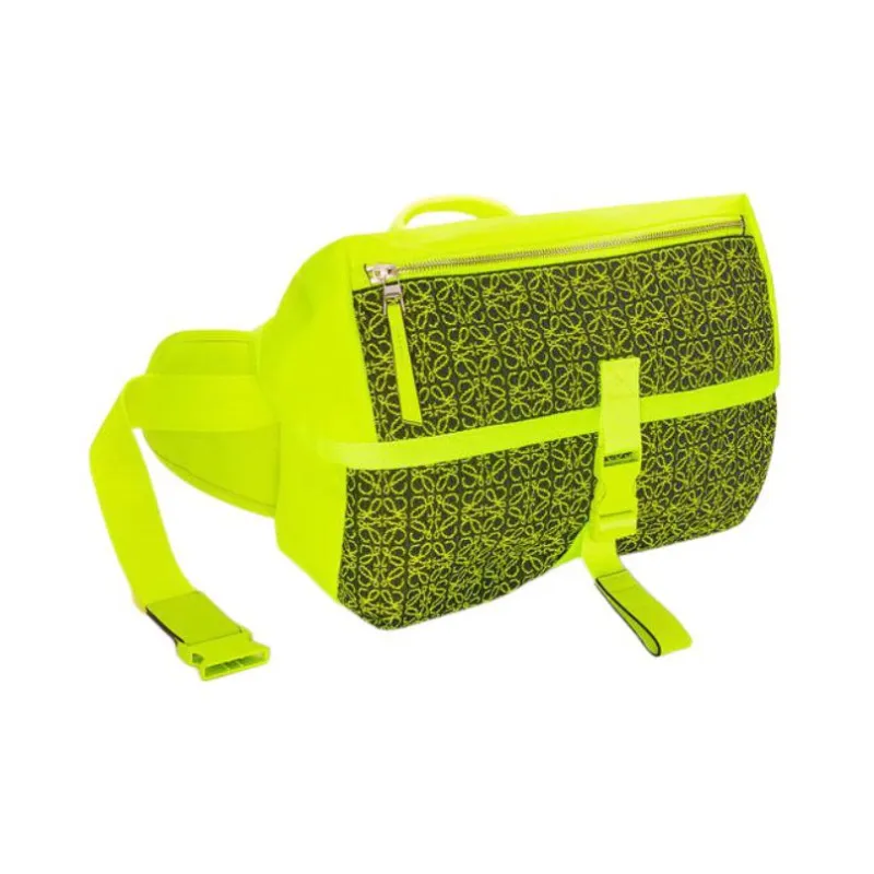 LOEWE Jacquard Canvas Bag, Shoulder Bag Men's Neon Yellow/Dark Marine Blue-1