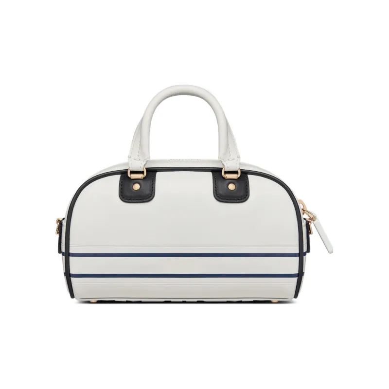 DIOR Smooth Cow Leather Bowling Bag Shoulder Bag Crossbody Bag Handbag Extra Mini Women's White-3