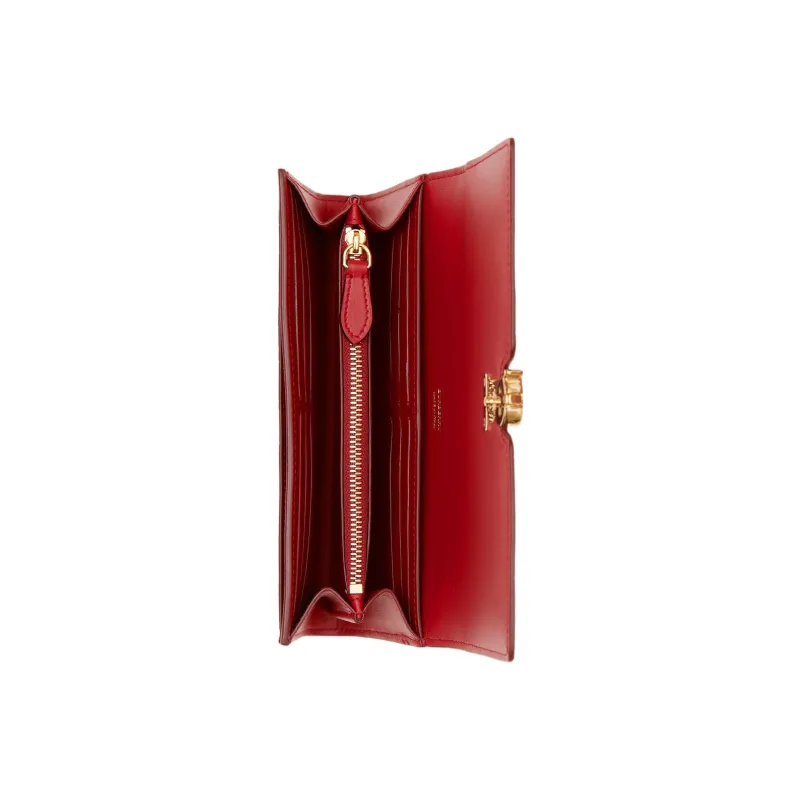 Burberry Calfskin Wallet Women's Deep Red-3