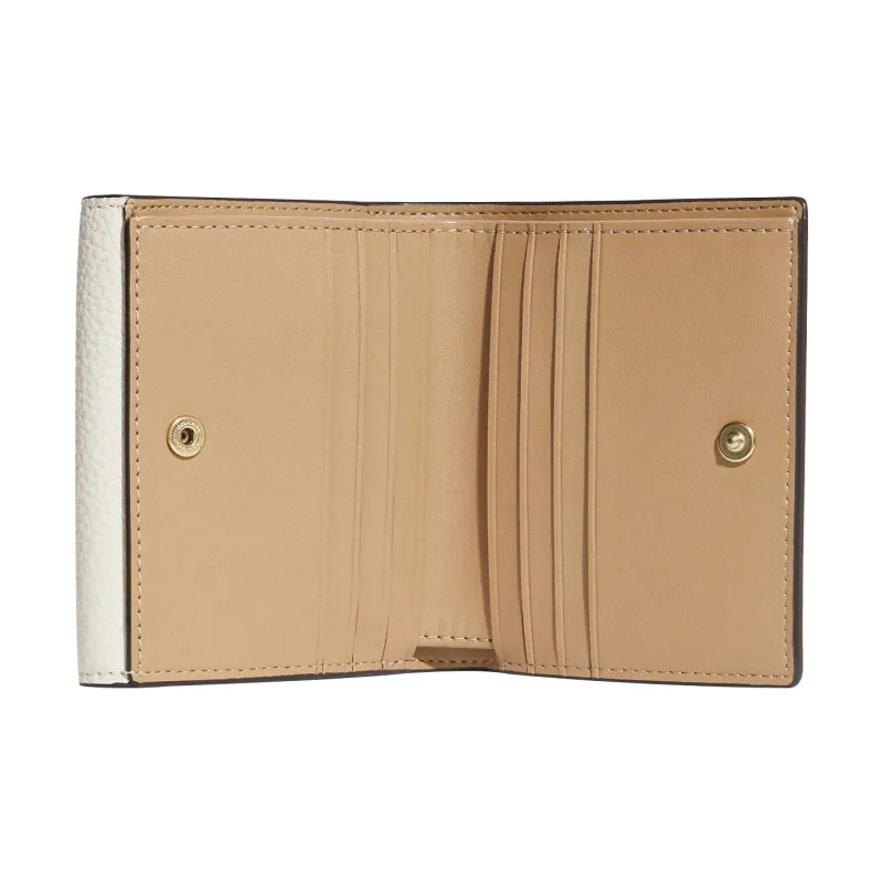 COACH Pepper Coated Canvas With Refined Pebbled Leather Card Holder, Wallet Regular Women's Khaki & Chalk White-3