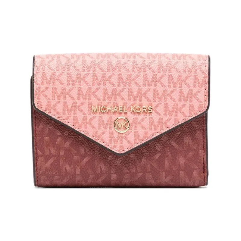 MICHAEL KORS Jet Set Coated Canvas Card Holder, Wallet Women's Pink Purple-0