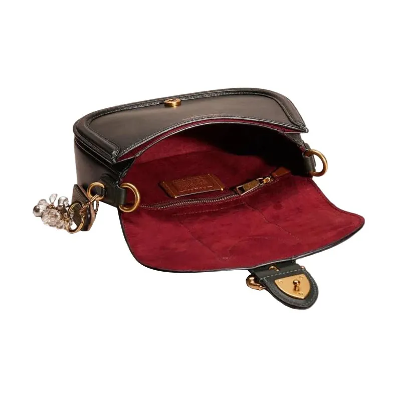 COACH Beat Tanned Leather Saddle Bag Shoulder Bag Crossbody Bag Medium Size Women's Black-2